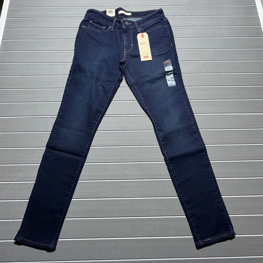 Levis 711 Skinny Jeans Womens 29x30 Medium Indigo Blue Mid Rise Denim New